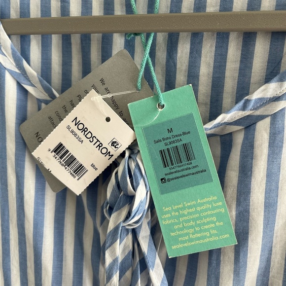 NWT SEA LEVEL SWIM | Summer Beach Striped Sails Boho Maxi Dress in Blue | Size M - Picture 10 of 13